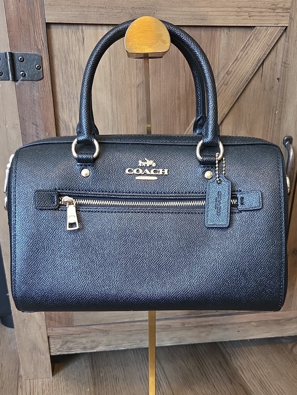 Coach Rowan Black Pebbled Leather Satchel with Gold Hardware NWOT!